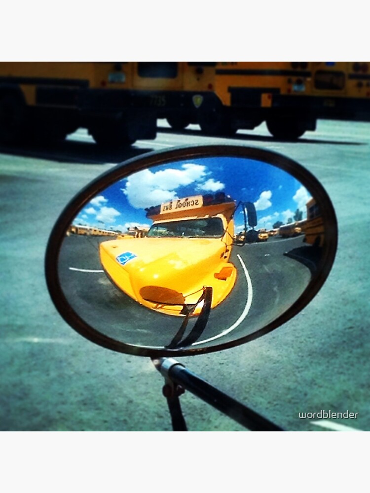 "School bus convex mirror" Acrylic Block by wordblender Redbubble