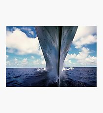 A water-level bow view of the battleship USS Missouri. Photographic Print