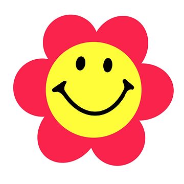 Pink Flower Power Vinyl Sticker, Smiley Flower Sticker, Smiley