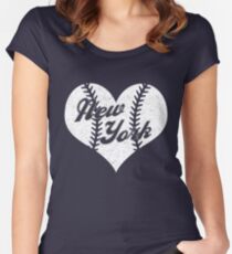 New York Yankees Baseball Heart Women's Fitted Scoop T-Shirt