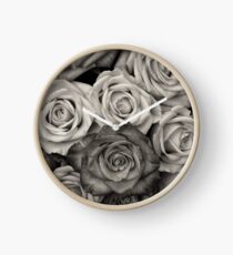Black and White Rose Bouquet Clock