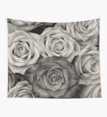 Black and White Rose Bouquet Wall Tapestry