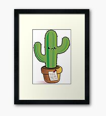 Please Hug Sad Cactus Framed Print