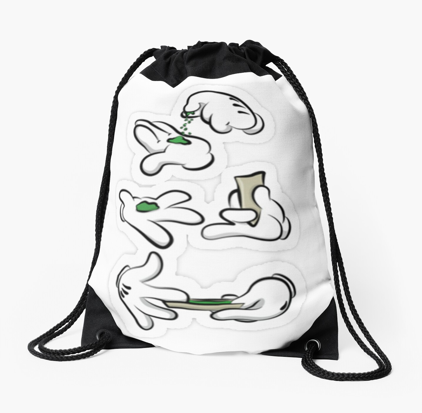 mickey-mouse-hands-smoking-weed-drawstring-bag-by-mynameisvzalaya