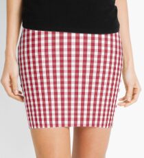 USA Flag Red and White Gingham Checked Mini Skirt