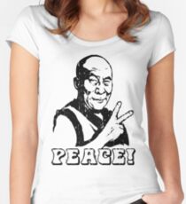 Dalai Lama Peace Sign T-Shirt Women's Fitted Scoop T-Shirt