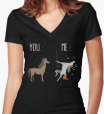 You and me Unicorn Women's Fitted V-Neck T-Shirt