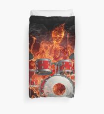 Fiery Skeleton Drummer Duvet Cover