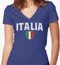 Italia Flag Emblem Women's Fitted V-Neck T-Shirt