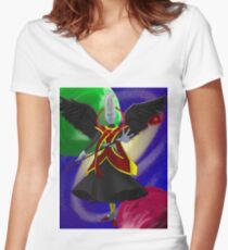 Whis Dragonball Super digital painting Women's Fitted V-Neck T-Shirt