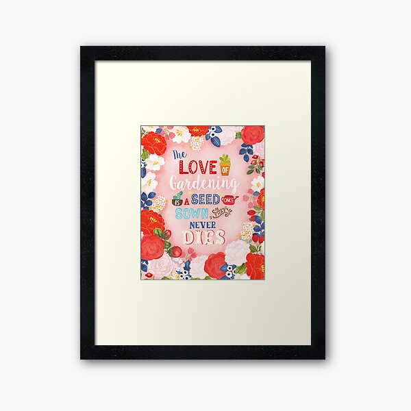 Rose Garden Hand Lettering & Illustration Framed Art Print
