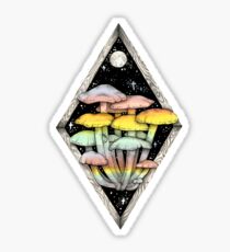 Rainbow Mushrooms || Psychedelic Illustration by Chrysta Kay Sticker