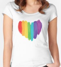 LGBTQ Watercolor Love Heart Fitted Scoop T-Shirt
