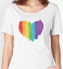 LGBTQ Watercolor Love Heart Women's Relaxed Fit T-Shirt