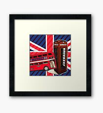 union jack london bus vintage red telephone booth Framed Print