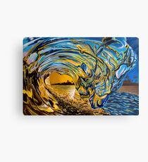 Crashing Wave Sunset Painting - Hawaiian Gold II Metal Print