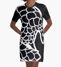 Simple Pangolin (Black & White) Graphic T-Shirt Dress