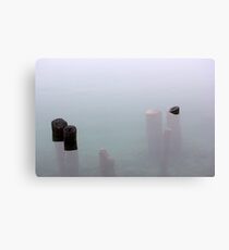 Old Pilings in Fog 2 Canvas Print