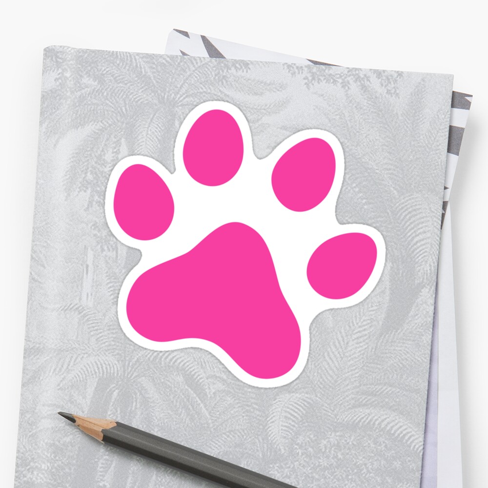 Hot Pink Paw Print Sticker Stickers By Mhea Redbubble