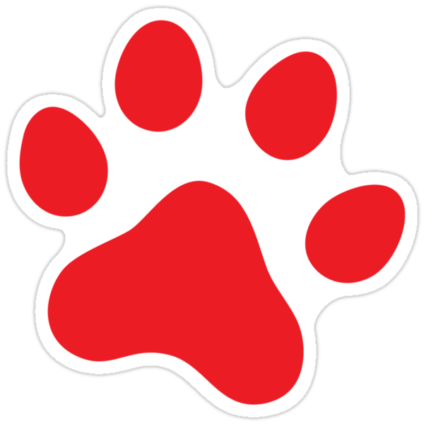 red paw print sticker stickers by mhea redbubble