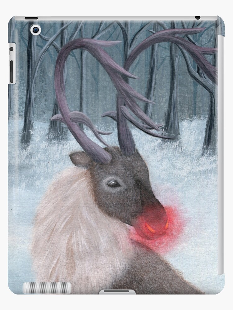 Realistic Rudolph Reindeer Acrylic Christmas Painting Ipad Case Skin By Artist Anila Tac
