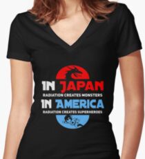 Monsters and Superheroes Women's Fitted V-Neck T-Shirt