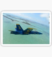 An F/A-18 Hornet of the Blue Angels flies over the Florida Keys. Sticker