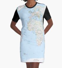 World Map Graphic T-Shirt Dress