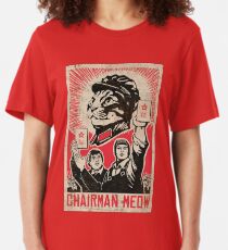 Meow Mao China cat meme Slim Fit T-Shirt