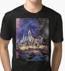 Lucid Cartography Watercolour Painting (Cityscape) Tri-blend T-Shirt