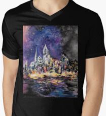 Lucid Cartography Watercolour Painting (Cityscape) Men's V-Neck T-Shirt