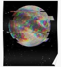 Glitched Moon Poster