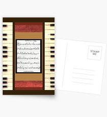 Piano keys with sheet music by Kristie Hubler Postcards