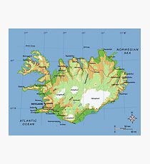 ISLAND (Karte) Fotodruck