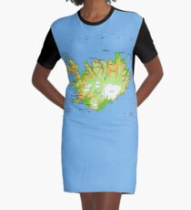 ISLAND (Karte) T-Shirt Kleid