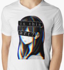 IS THIS ART? SAD JAPANESE AESTHETIC (White border) Men's V-Neck T-Shirt