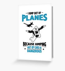 Tarjeta de felicitación Salto de los aviones: saltar de los autos es peligroso