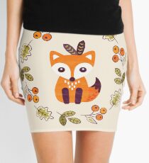 Little Fox with Autumn Berries Mini Skirt