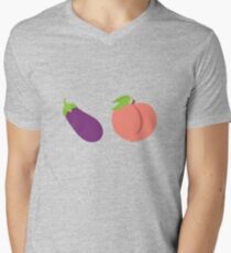 Eggplant & Peach ~ Emoji Men's V-Neck T-Shirt