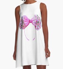 Blumen Minnie Ohren Aquarell A-Linien Kleid
