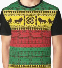 Afrikanisches traditionelles Muster Löwen rasta Grafik T-Shirt