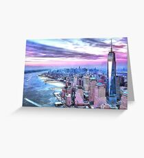 NYC Sunset watercolor painting new york city big apple brooklyn manhattan sunrise empire state building Greeting Card