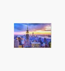 NYC Sunset watercolor painting new york city big apple brooklyn manhattan sunrise empire state building Art Board
