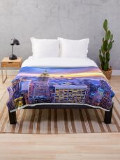 Manta NYC puesta del sol acuarela pintura nueva york gran manzana brooklyn manhattan amanecer empire state building