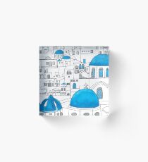 Santorini Blue and White Paradise Acrylic Block