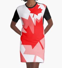 A Canadian Flag Wave Graphic T-Shirt Dress
