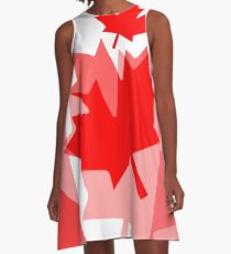A Canadian Flag Wave A-Line Dress