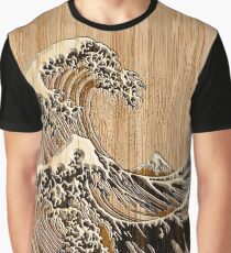 Die große Hokusai-Welle im Bambus-Inlay-Stil Grafik T-Shirt