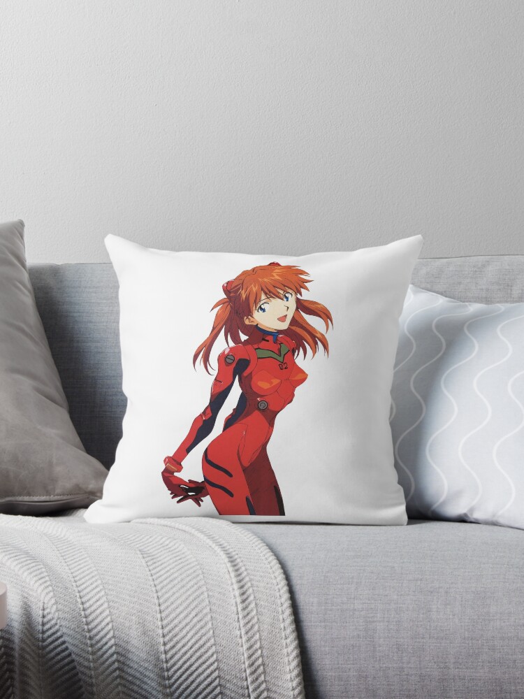 Neon Genesis Evangelion Asuka Souryuu Throw Pillows By Anipop Redbubble 4977