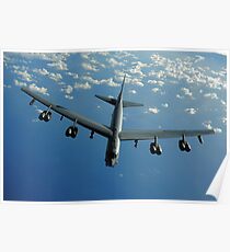 A U.S. Air Force B-52 Stratofortress flies a mission over the Pacific Ocean. Poster